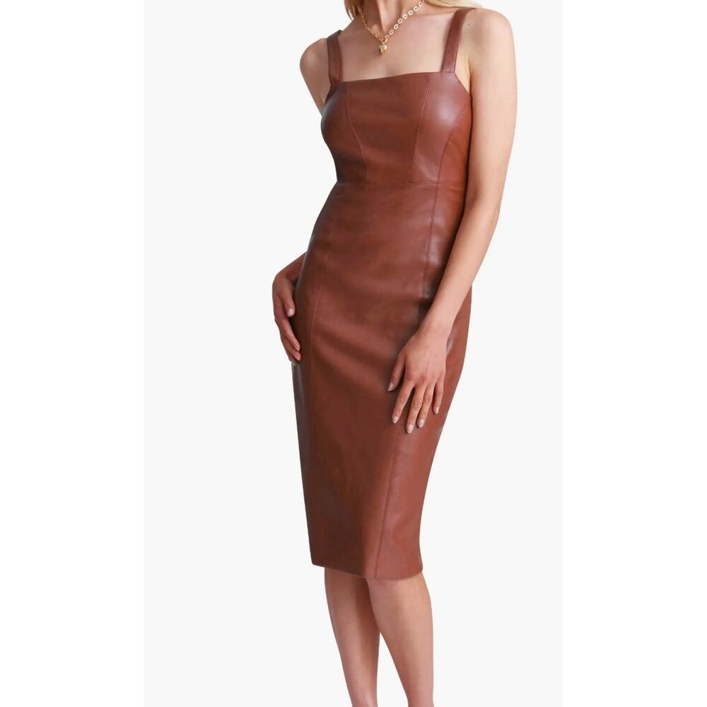 7 For All Mankind Brown Vegan Leather Dress L